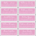 Postcard Calligraphy Wedding Guest Address Labels<br><div class="desc">Easy to personalize, names and addresses / individual wedding address label stickers for guests in a 2 x 0.8 inch size suitable for postcards! These chic, modern and simple wedding address labels feature your wedding guest names in white elegant handwritten script calligraphy and stylish typography on a fuchsia pink background....</div>