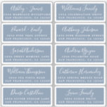 Postcard Calligraphy Wedding Guest Address Labels<br><div class="desc">Easy to personalize, names and addresses / individual wedding address label stickers for guests in a 2 x 0.8 inch size suitable for postcards! These chic, modern and simple wedding address labels feature your wedding guest names in white elegant handwritten script calligraphy and stylish typography on a vintage blue background....</div>