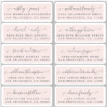Postcard Calligraphy Wedding Guest Address Labels<br><div class="desc">Easy to personalize, names and addresses / individual wedding address label stickers for guests in a 2 x 0.8 inch size suitable for postcards! These chic, modern and stylish wedding address labels feature your wedding guest names in off-black elegant handwritten script calligraphy on a pastel pink background. Simply add your...</div>