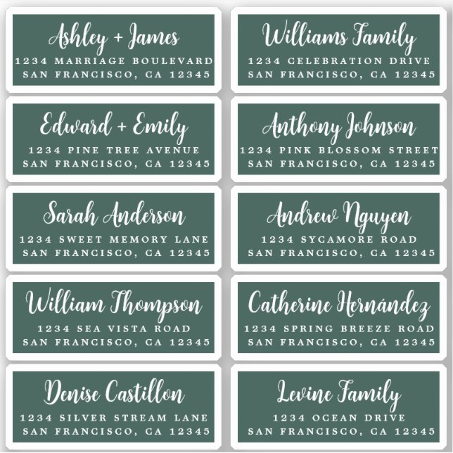 Postcard Calligraphy Wedding Guest Address Labels (Front)