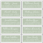Postcard Calligraphy Wedding Guest Address Labels<br><div class="desc">Easy to personalize, names and addresses / individual wedding address label stickers for guests in a 2 x 0.8 inch size suitable for postcards! These chic, modern and simple wedding address labels feature your wedding guest names in white elegant handwritten script calligraphy and stylish typography on a laurel green background....</div>
