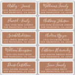 Postcard Calligraphy Wedding Guest Address Labels<br><div class="desc">Easy to personalize, names and addresses / individual wedding address label stickers for guests in a 2 x 0.8 inch size suitable for postcards! These chic, modern and simple wedding address labels feature your wedding guest names in white elegant handwritten script calligraphy and stylish typography on a terracotta background. Simply...</div>