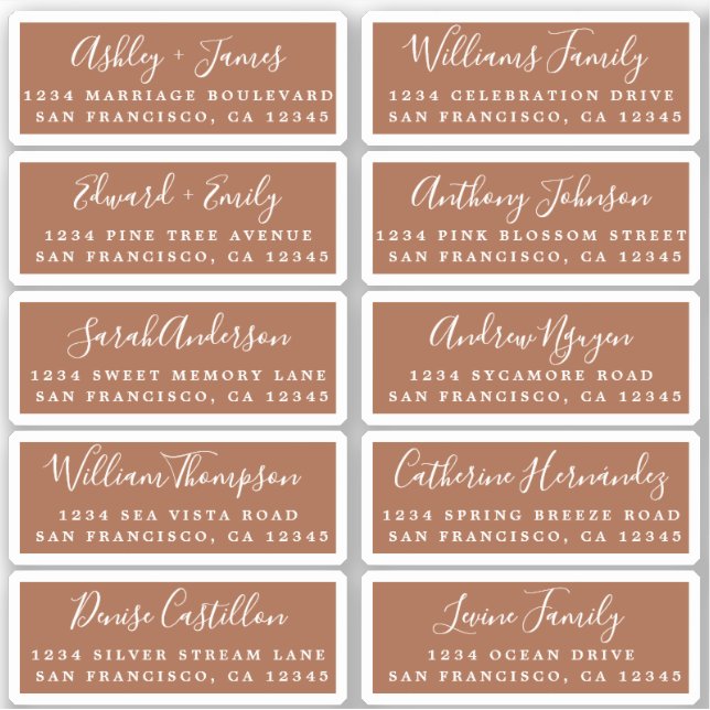 Postcard Calligraphy Wedding Guest Address Labels (Front)