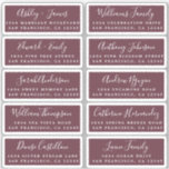 Postcard Calligraphy Wedding Guest Address Labels<br><div class="desc">Easy to personalize, names and addresses / individual wedding address label stickers for guests in a 2 x 0.8 inch size suitable for postcards! These chic, modern and simple wedding address labels feature your wedding guest names in white elegant handwritten script calligraphy and stylish typography on a burgundy background. Simply...</div>