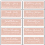 Postcard Calligraphy Wedding Guest Address Labels<br><div class="desc">Easy to personalize, names and addresses / individual wedding address label stickers for guests in a 2 x 0.8 inch size suitable for postcards! These chic, modern and simple wedding address labels feature your wedding guest names in white elegant handwritten script calligraphy and stylish typography on a dusty pink background....</div>