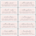 Postcard Calligraphy Wedding Guest Address Labels<br><div class="desc">Easy to personalize, names and addresses / individual wedding address label stickers for guests in a 2 x 0.8 inch size suitable for postcards! These chic, modern and stylish wedding address labels feature your wedding guest names in off-black elegant handwritten script calligraphy on a pastel pink background. Simply add your...</div>