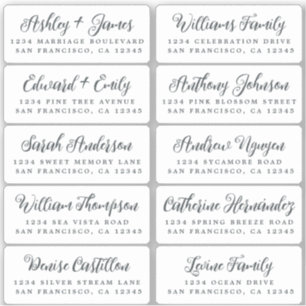 Postcard Calligraphy Wedding Guest Address Labels