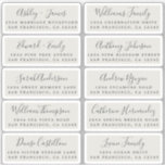 Postcard Calligraphy Wedding Guest Address Labels<br><div class="desc">Easy to personalize, names and addresses / individual wedding address label stickers for guests in a 2 x 0.8 inch size suitable for postcards! These chic, modern and simple wedding address labels feature your wedding guest names in off-black elegant handwritten script calligraphy and stylish typography on a light grey background....</div>
