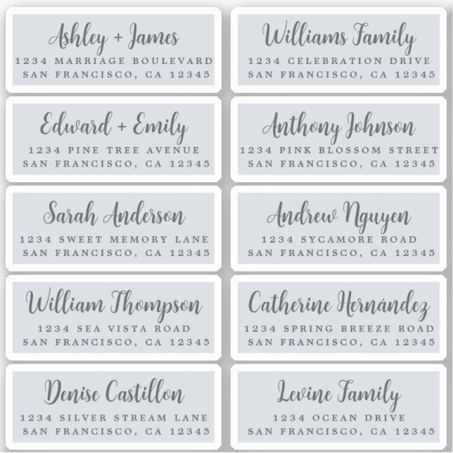Postcard Calligraphy Wedding Guest Address Labels (Front)