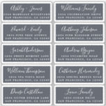 Postcard Calligraphy Wedding Guest Address Labels<br><div class="desc">Easy to personalize, names and addresses / individual wedding address label stickers for guests in a 2 x 0.8 inch size suitable for postcards! These chic, modern and simple wedding address labels feature your wedding guest names in white elegant handwritten script calligraphy and stylish typography on a charcoal dark blue...</div>
