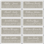 Postcard Calligraphy Wedding Guest Address Labels<br><div class="desc">Easy to personalize, names and addresses / individual wedding address label stickers for guests in a 2 x 0.8 inch size suitable for postcards! These chic, modern and simple wedding address labels feature your wedding guest names in white elegant handwritten script calligraphy and stylish typography on a felted wool grey...</div>