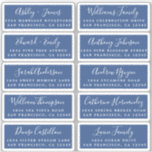 Postcard Calligraphy Wedding Guest Address Labels<br><div class="desc">Easy to personalize, names and addresses / individual wedding address label stickers for guests in a 2 x 0.8 inch size suitable for postcards! These chic, modern and simple wedding address labels feature your wedding guest names in white elegant handwritten script calligraphy and stylish typography on a classic blue background....</div>