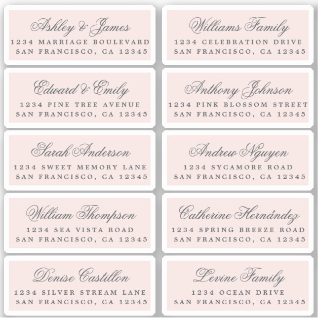 Postcard Calligraphy Wedding Guest Address Labels (Front)