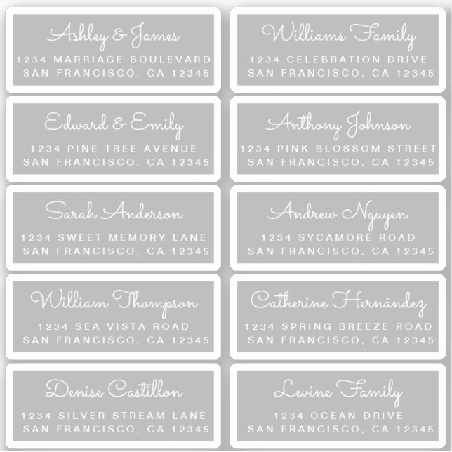 Postcard Calligraphy Wedding Guest Address Labels (Front)