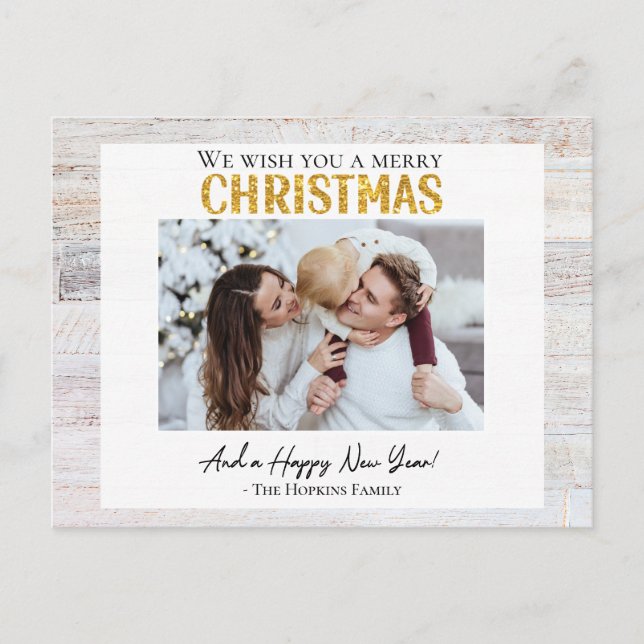 Postcard Christmas Family Custom Photo Card rustic (Front)