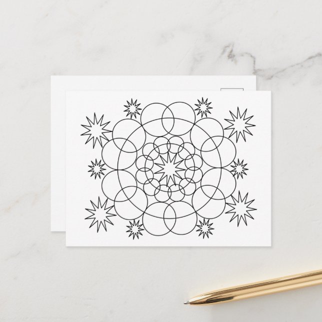 Postcard - Circles and Stars to Colour (Front/Back In Situ)