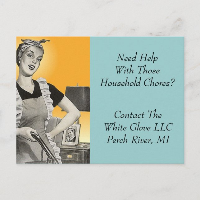 Postcard Cleaning Service Business Home Household (Front)