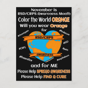 POSTCARD...Colour the World Orange...RSD/CRPS Postcard