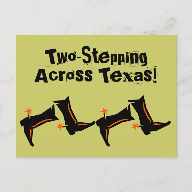 Postcard Cowboy Boots Two-stepping Across Texas TX (Front)