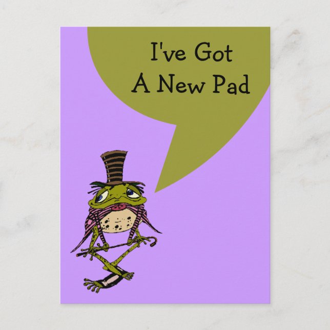 Postcard Cute I've Moved New Address Pad Frog PC (Front)