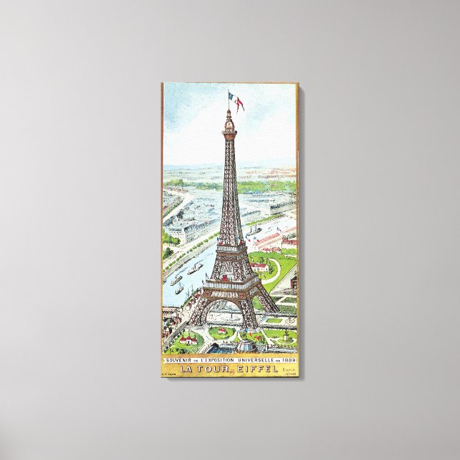 Postcard depicting the Eiffel Tower Canvas Print (Front)