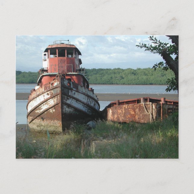 Postcard:  Discarded Tugboat Postcard (Front)