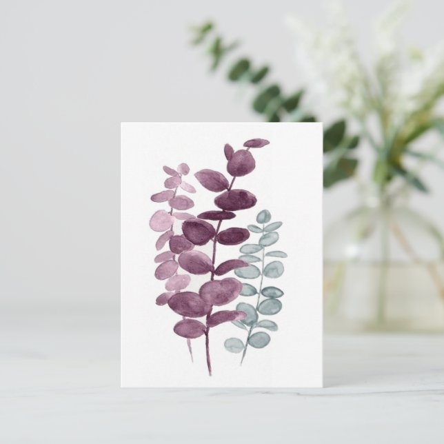 Postcard - Eucalyptus Watercolours Indigo/Green (Standing Front)