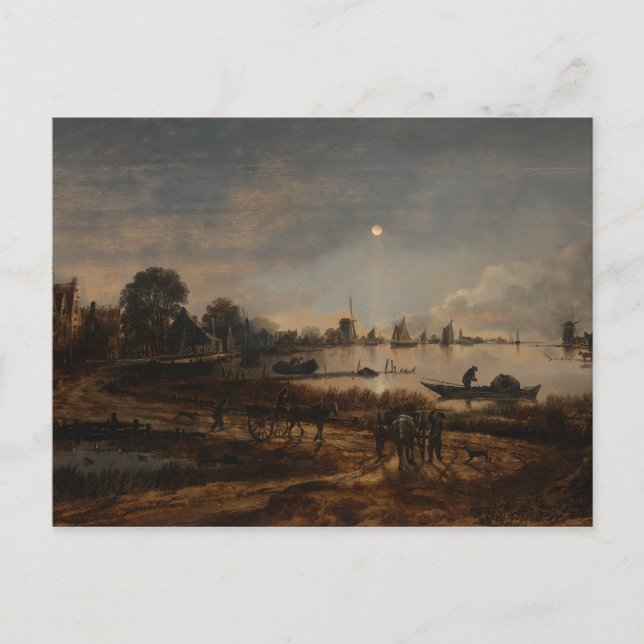 Postcard fine art river van der Neer (Front)