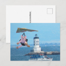 Postcard - Flying Pig over LA Harbour Light