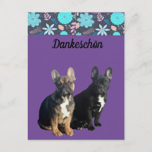 Postcard french Bulldoggen Thank you