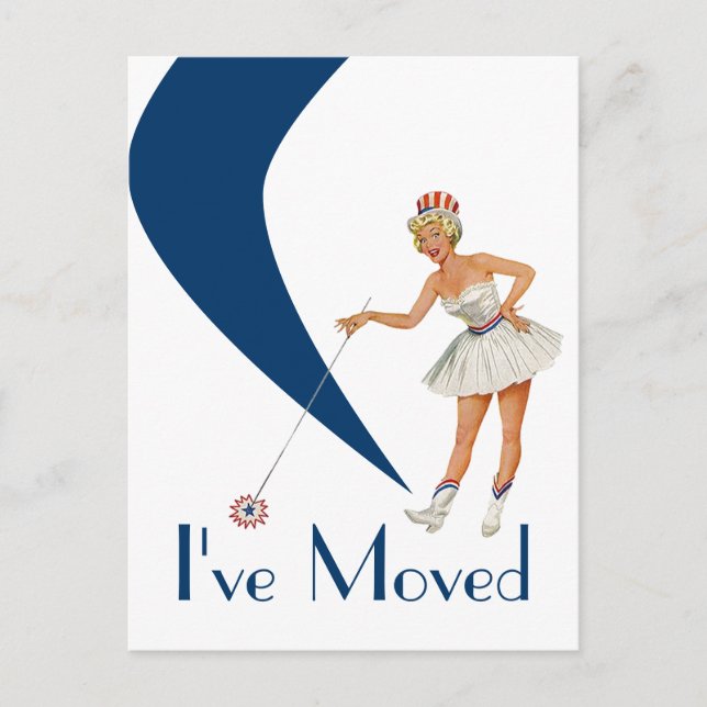 Postcard Fun Retro I've Moved Woman New Address PC (Front)