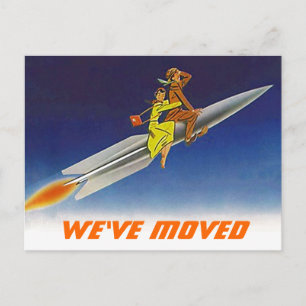 Postcard Fun Retro We've Moved New Address Rocket