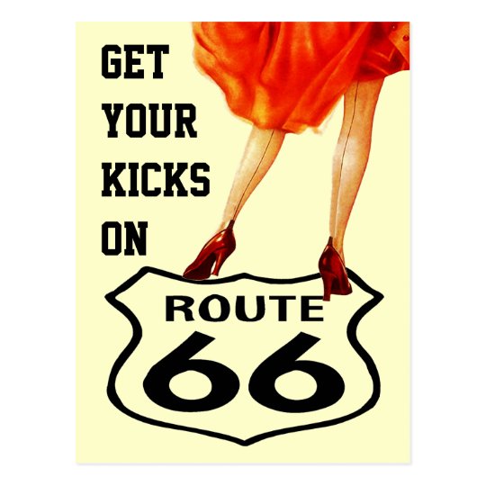 Postcard GET YOUR KICKS ON ROUTE 66 Retro Style
