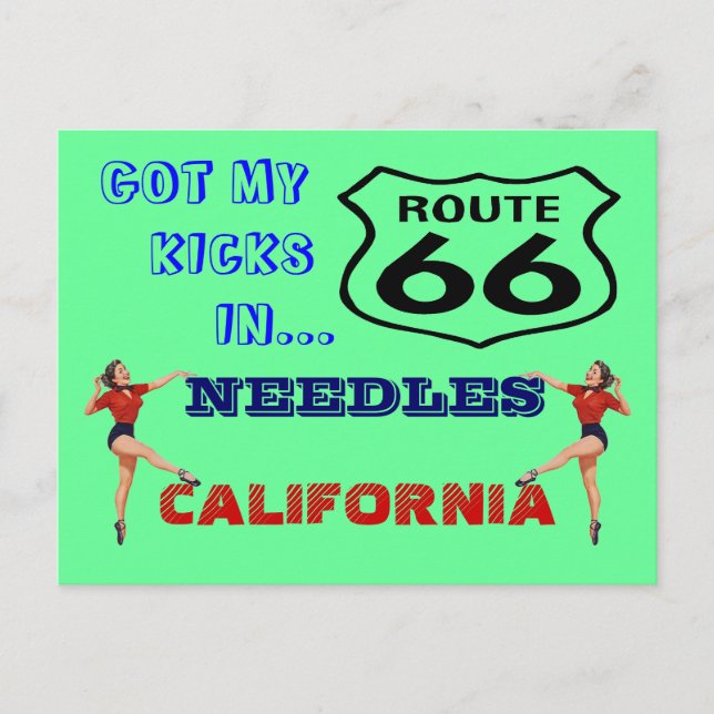 Postcard Get Your Kicks On Route 66 - Road Trip PC (Front)