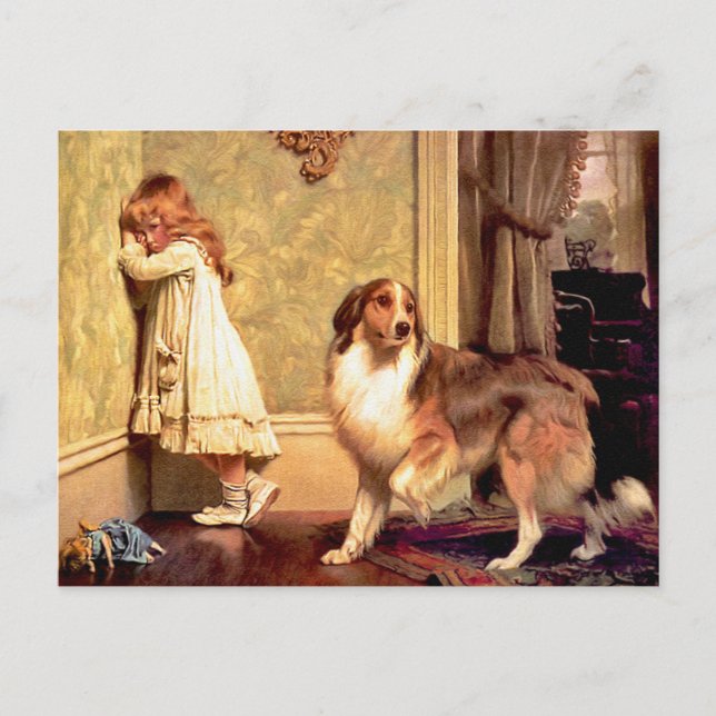 Postcard: Girl with Pet Sheltie Postcard (Front)