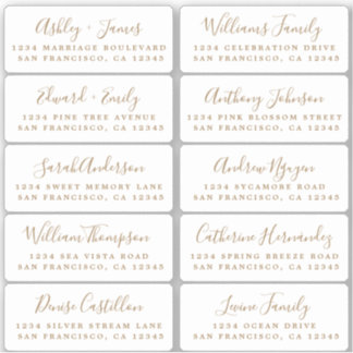 Postcard Gold Calligraphy Guest Address Labels