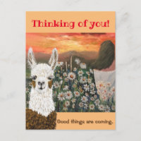 Postcard. Good Things Are Coming Mama Llama Postc