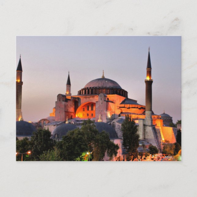 Postcard Hagia Sophia, Istanbul at dusk (Front)