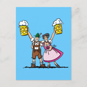 Postcard Happy BEER FESTIVAL Beer Couple