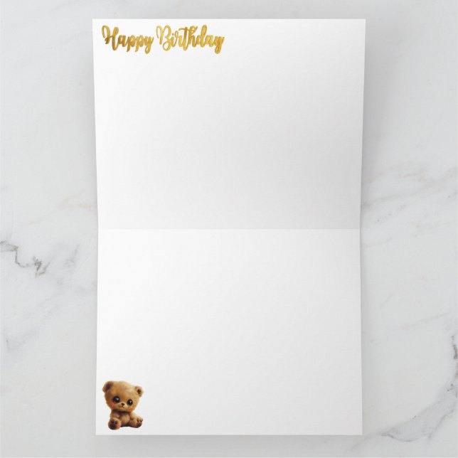 Postcard "Happy Birthday" with a teddy bear. (Inside)