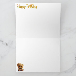 Postcard "Happy Birthday" with a teddy bear.