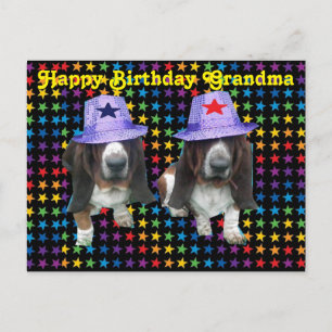 Postcard Happy Grandma Birthday Basset Sta