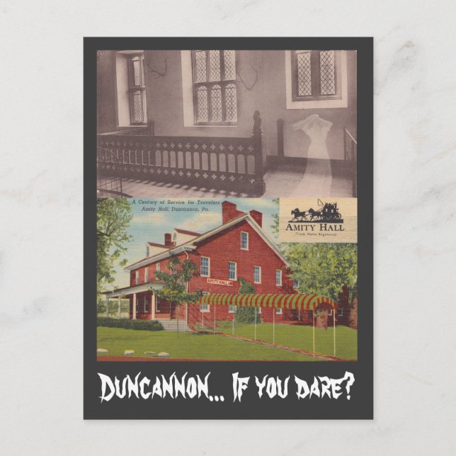 Postcard Haunted Amity Hall Duncannon PA & Ghost (Front)
