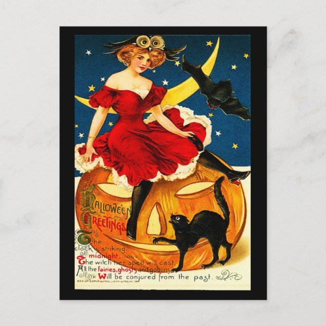 Postcard-Holiday Art-Vintage Halloween 1 Holiday Postcard (Front)