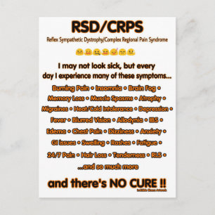POSTCARD...I May Not Look Sick...RSD/CRPS Postcard