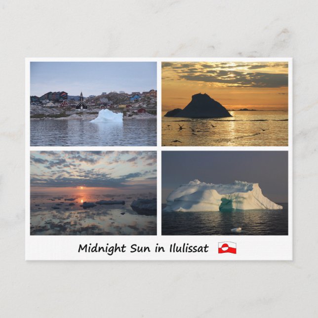 Postcard Ilulissat midnight sun (Front)