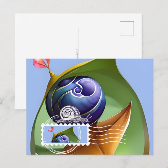 Postcard in style Maxi Card, Snail, Postcrossing (Front/Back)