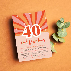 Postcard Invitation "40 et fabuleux", pêche rétro