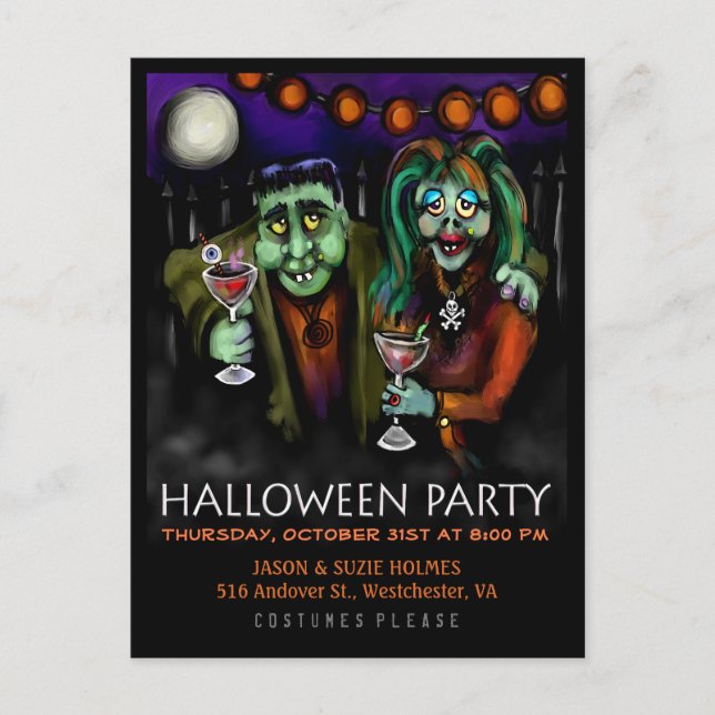 Postcard Invitation - Frankenstein & Date (Front)