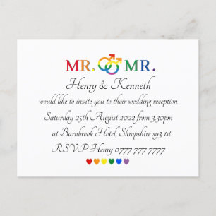Postcard Invitations - Mr & Mr Wedding Invite